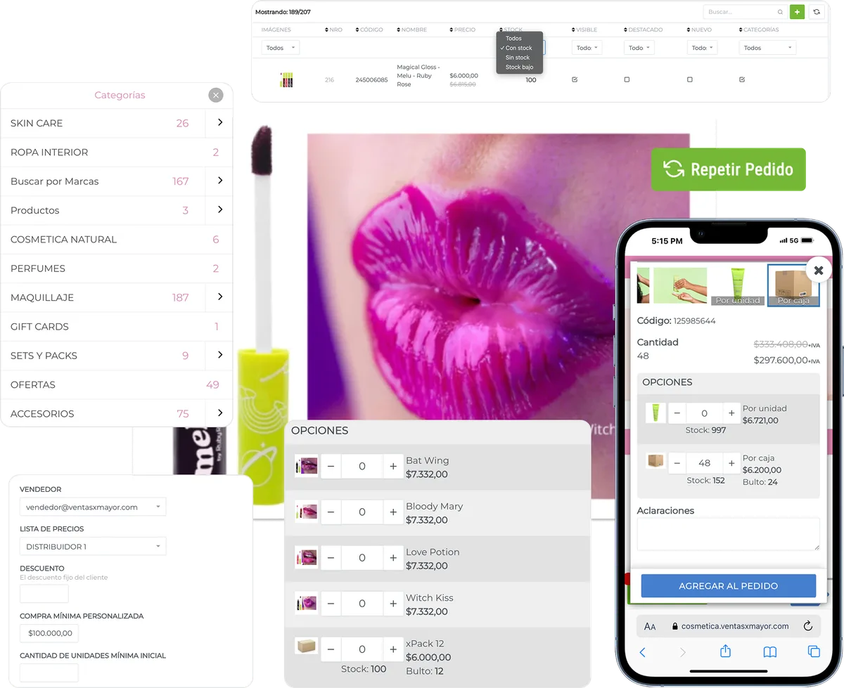 Funciones de eCommerce B2B para mayoristas de cosmética y perfumería